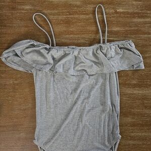 NWOT Forever 21 Striped Off-Shoulder Bodysuit Top Ruffled Tank Bohemian Medium